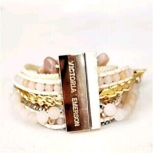 Victoria Emerson Smart Watch Bracelet Gold Tone Pink